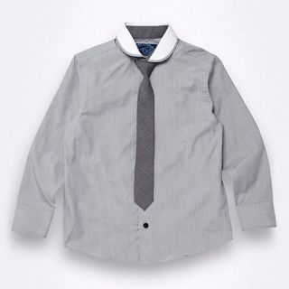 bluezoo Boys grey shirt and chambray tie set