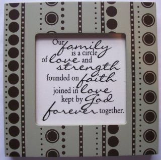 Kindred Hearts Inspirational Quote Frame (6 x 6 Green Dot Pattern) ("Our family is a circle of love and strength, founded on faith, joined in love, kept by God forever together")  Decorative Signs  