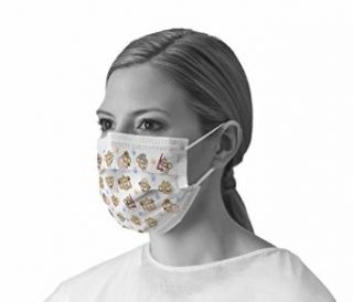 Medline Industries NONBUDDYEL Pediatric Print Procedure Face Mask with Earloops, Polypropylene, Latex, Adult (Pack of 300)