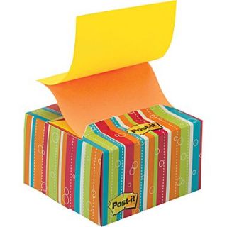 Post it 3 x 3 Pop up Notes with Neon Stripes Desk Grip Dispenser, Each