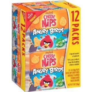 Nabisco Mini Cheese Nips Angry Birds Baked Snack Crackers, 1 oz, 12 count (Pack Of 2)  Packaged Snack Crackers  Grocery & Gourmet Food