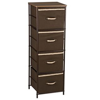 Household Essentials Storage Tower Unit With 4 Shelves and 4 Removable Brown Bins, Bronze