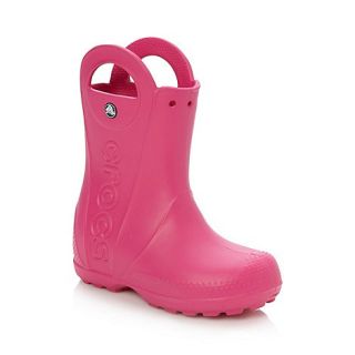 Crocs Girls bright pink handle wellies