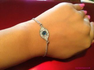 Crystal Lucky Eye Bracelet Known to Ward Off Evil, Jewelry Trendy Style Silver Tone Rhodium Plated, Perfect for Every Occasion, Gift and Holidays, Arrives in Gift Box  Facial Treatment Products  Beauty