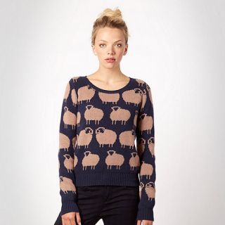 H by Henry Holland Dark blue knitted sheep jumper