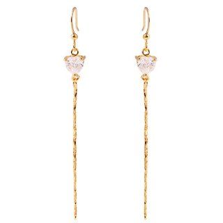 Rizilia Jewelry Appealing Well liked Gold Plated CZ Heart Cut White Topaz Color Dangle Earrings Jewelry