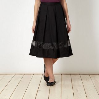 Betty Jackson.Black Designer black sheer panel full skirt