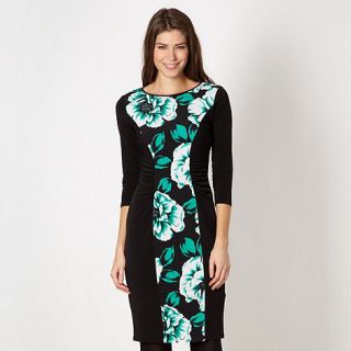 The Collection Black floral ruched form fitting dress