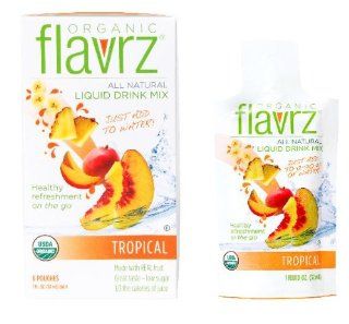 Flavrz Organic Drink Mix Concentrate, Tropical, 6 Count Single Serve Foil Packets (Pack of 6)  Powdered Soft Drink Mixes  Grocery & Gourmet Food