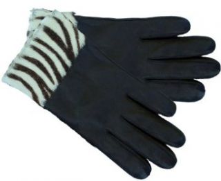 Wilsons Woman's Genuine Leather Gloves with Zebra Looking Cuffs X large  Cold Weather Gloves  Clothing