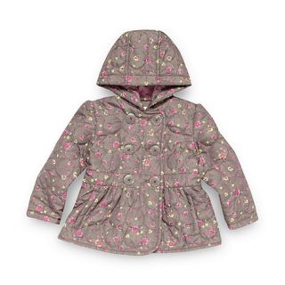 bluezoo Girls grey floral quilted jacket