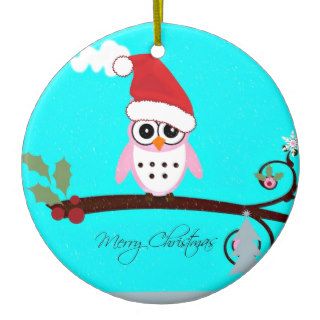 Santa Owl   Merry Christmas Christmas Tree Ornaments