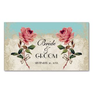 Baroque Style Vintage Rose Aqua Table Number Card Business Card Templates