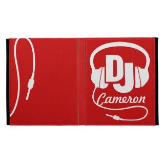 DJ name headphones white red ipad folio case