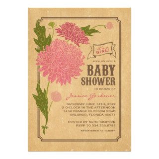 Vintage Floral Garden Party Baby Shower Invite