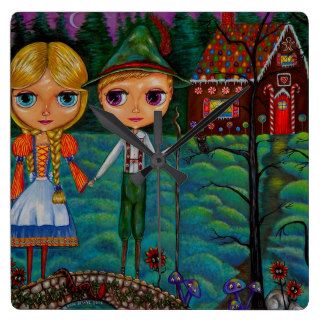 Hansel and Gretel and the Gingerbread House Square Wallclock