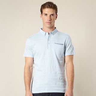 J by Jasper Conran Big and tall designer light blue pique striped polo shirt