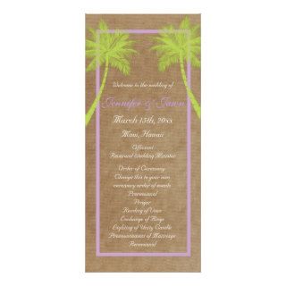 Palm Trees Tropical Beach Wedding Programs Personalized Rack Card