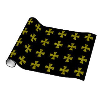 Yellow Freemason Style Distressed Cross Wrapping Paper
