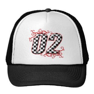 auto racing number 02 mesh hats