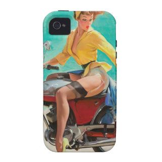 Motorcycle Pinup Girl   Retro Pinup Art Case Mate iPhone 4 Cases