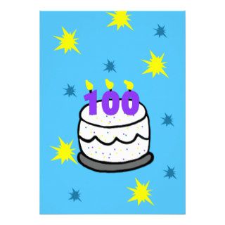 100th Birthday Party Invitation    100 Candle Cake Cards