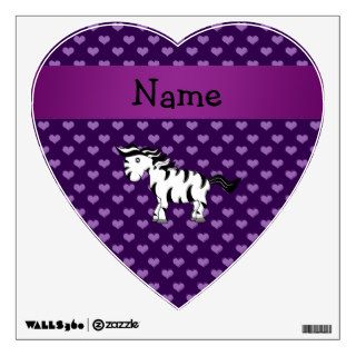 Personalized name zebra purple hearts room decal