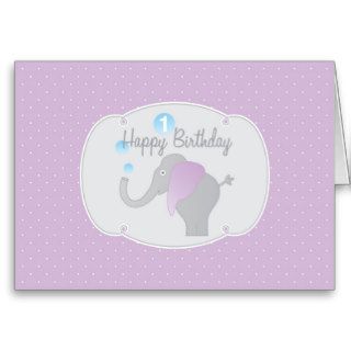 First Birthday Elephant card