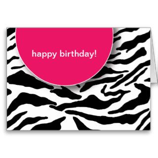 Happy Birthday Wild Zebra Stripes (Cherry) Card