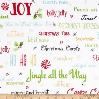 Peppermint Twist Christmas Words White Fabric