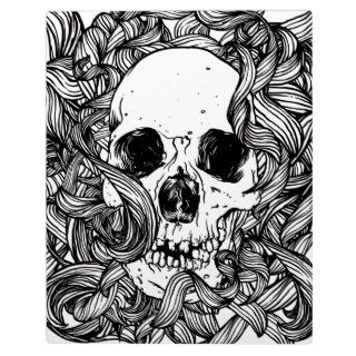 Black & white sketch Skull & floral Swirls Photo Plaque