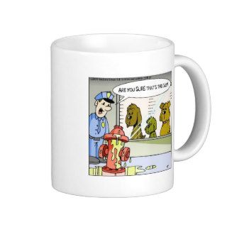Dog Vs Hydrant Police Line Up Funny Gifts & Tees Mugs