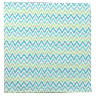Aqua, blue and lime green chevron zigzag pattern napkins