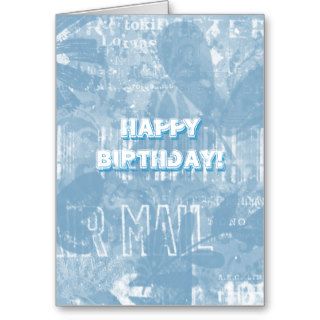 Blue Grunge Personalized Birthday Card
