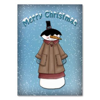 Funny Snowman with coat Business Cards