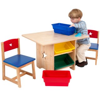 KidKraft Star Table and Chair Set with Primary Bins   Kids Tables and Chairs
