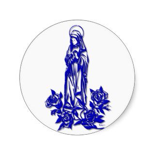 The Blessed Virgin Mary ( with blue roses ) Stickers