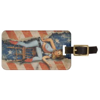 Patriotic Naughty PinUp CowGirl Luggage Tag