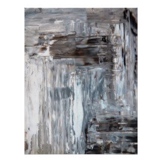 Brown, Grey and White Abstract Art Poster Print