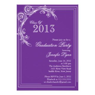 Elegant Vintage Purple Graduation Party Invitation