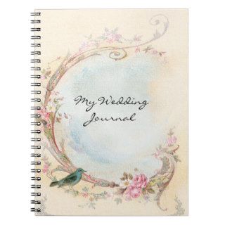 Vintage Pink Rose Wedding Journal Spiral Note Book