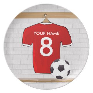 Personalized Red soccer Jersey Party Plates