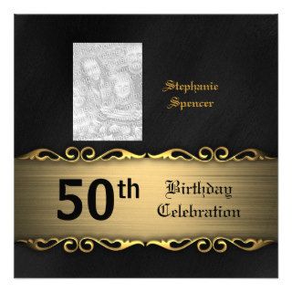 Golden 50th Birthday Celebration Invitation