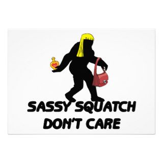 Sassy Squatch Don't Care Personalized Invitation
