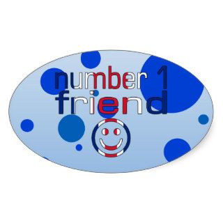 Number 1 Friend in British Flag Colors for Boys Oval Stickers