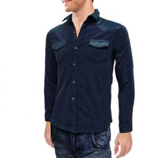 Mans 2013 Fashion Faux Leather Patchwork Flap Pockets Button Down Shirt at  Mens Clothing store