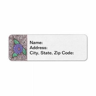 Blue Flower Custom Return Address Label