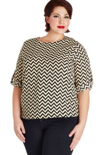 Zag in Action Top in Plus Size  Mod Retro Vintage Short Sleeve Shirts