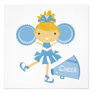 Cheerleader in Blue Personalized Invitation