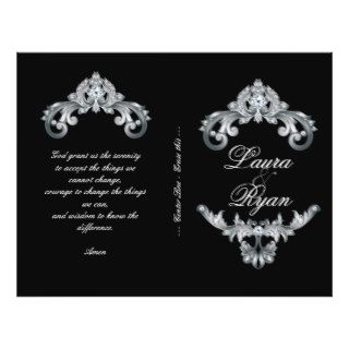 Elegant Black Silver Wedding Program Flyer